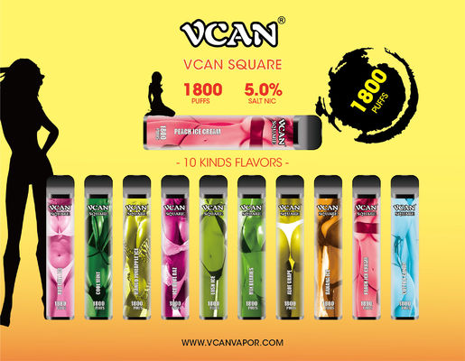 Vcan Quare 1800は使い捨て可能なVape 1000 Mah 6mlのポッド5%のニコチンのVapeのペン セクシーな様式の吹く